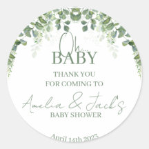 Greenery Baby Shower Vielen Dank Sticker