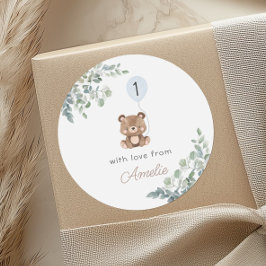 Greenery Balloon Teddy Bear Erstgeburt neutral Runder Aufkleber