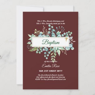 Greenery Baptism Bautizo Bautismo Christening Invi Einladung