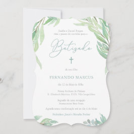 Greenery Baptism Party für Jungen in portugiesisch Einladung