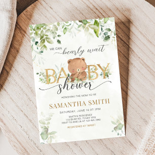 Greenery-Bär-Baby-Party Einladung