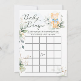Greenery Bear Baby Shower Bingo/Traits Games Einladung