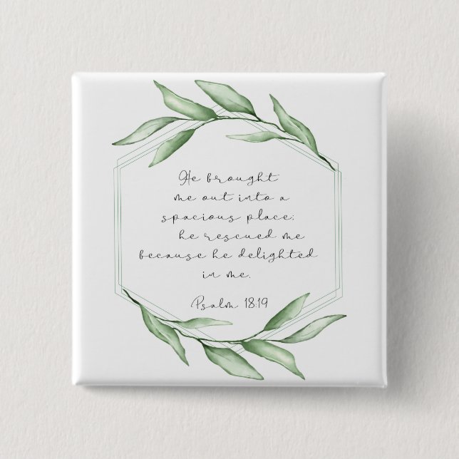 Greenery Bible Verse Button (Vorderseite)
