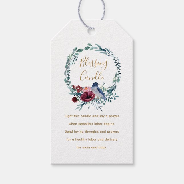 Greenery Bird Christlich Blessing Candle Gebet Geschenkanhänger (Vorderseite)