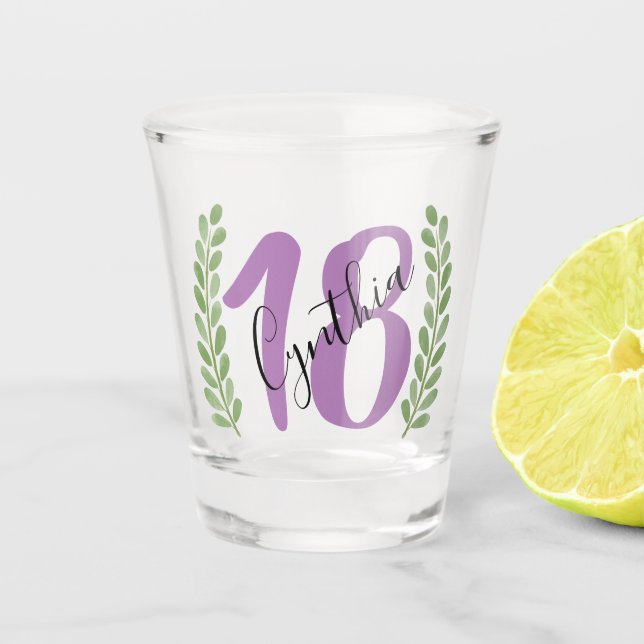 Greenery Birthday Gift | 18. | 21. | 40. | 50. Schnapsglas (Vorderseite)