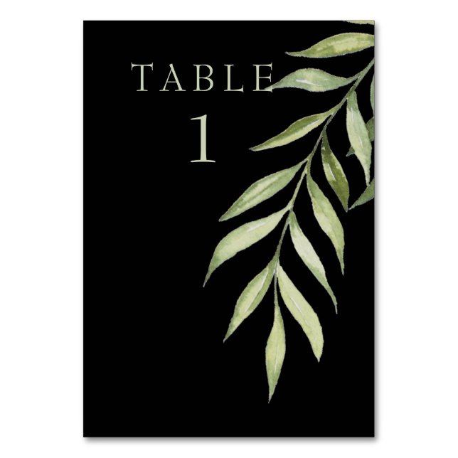 Greenery Black & Mint Tischnummer (Vorderseite)