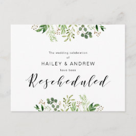 Greenery Black Modern Wedding Party neu geplant Postkarte