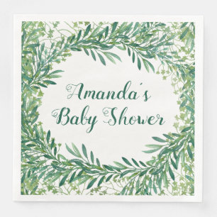 Greenery Blätter Babydusche Serviette