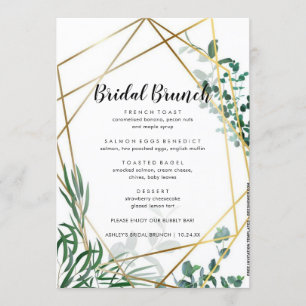 Greenery Blätter Bridal Brunch Menü Menükarte