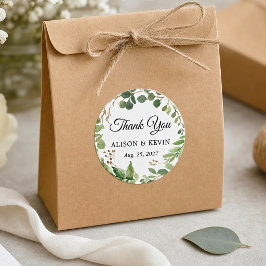 Greenery Blätter Kareath Gastgeschenk Hochzeit Vie Runder Aufkleber