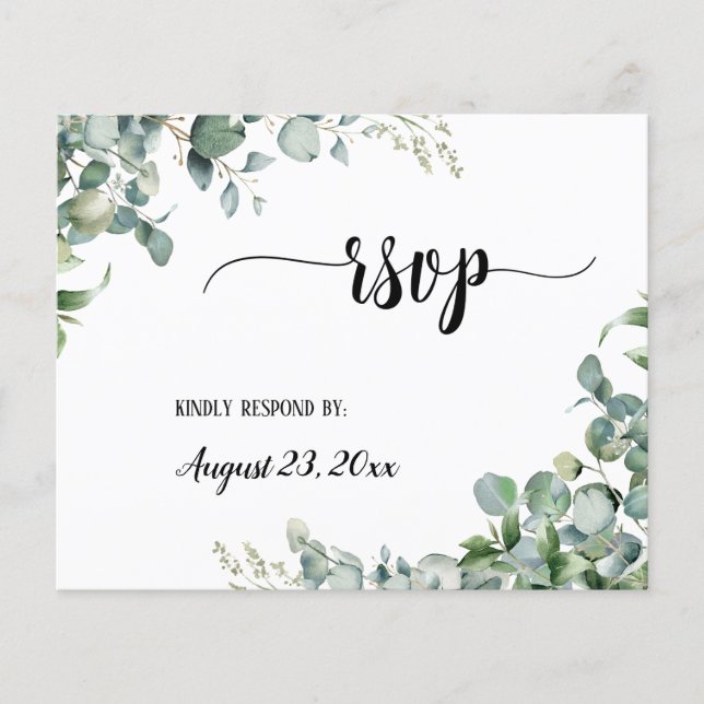 Greenery Bloral Eucalyptus Wedding RSVP Respond (Vorderseite)