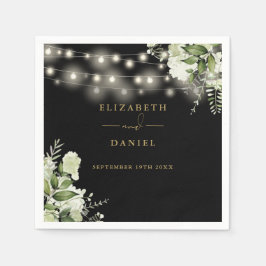 Greenery Bloral String Lights Black Gold Wedding Serviette
