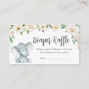 Greenery Bloral White Elephant Diaper Raffle Begleitkarte