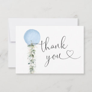 Greenery Blue Balloon Danke, Card Dankeskarte