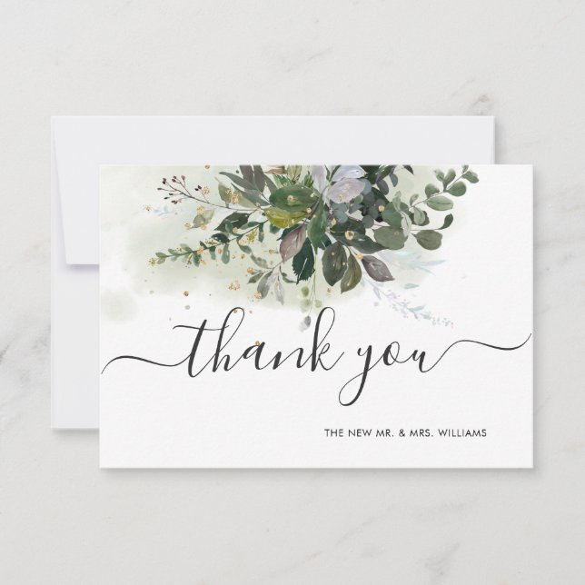 Greenery Blue Gum Eucalyptus Vielen Dank Einladung (Vorderseite)