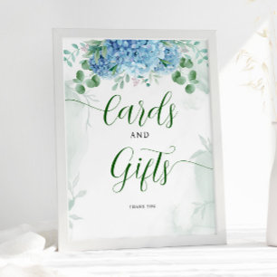 Greenery Blue hydrangea Cards and Gift Baby Shower Poster