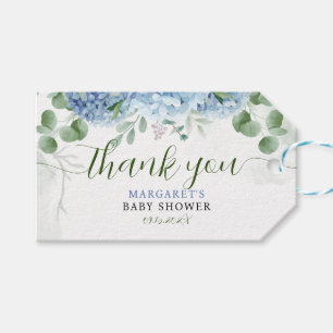 Greenery Blue Hydrangea Danke Baby Shower Geschenkanhänger