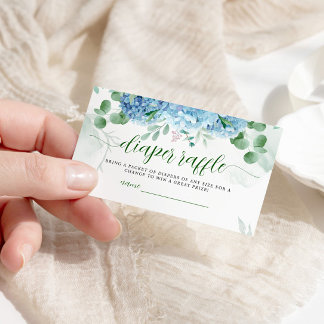 Greenery Blue Hydrangea Diaper Raffle Baby Dusche Begleitkarte