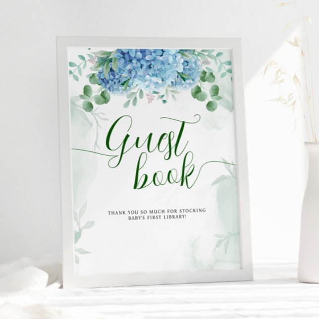 Greenery Blue hydrangea Gästebuch Babydusche (Von Creator hochgeladen)