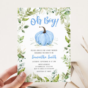 Greenery Blue Pumpkin Baby Shower Einladung