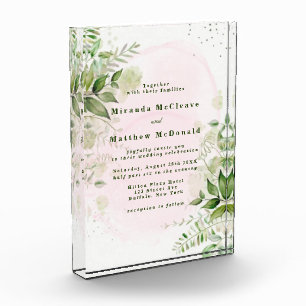 Greenery Blush Pink Airy Keepake Wedding Einladung Fotoblock