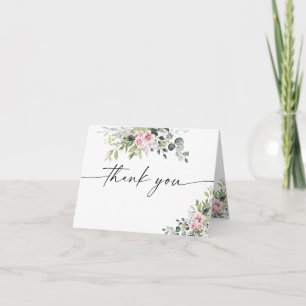 Greenery Blush Pink Baby Dusche Danke Karte