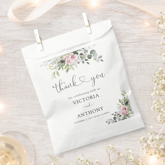 Greenery Blush Pink Brautparty Fevor Bag Geschenktütchen (Ausgeschnitten)