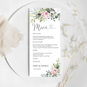 Greenery Blush Pink Brautparty Menu Menükarte