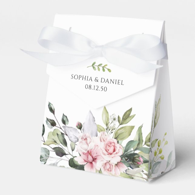 Greenery Blush Pink Gastgeschenk Hochzeit Box Geschenkschachtel (Vorderseite)