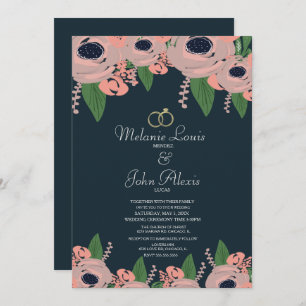 Greenery Blush Pink Rose Floral Botany Wedding Einladung