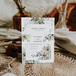 Greenery Blush Pink Wedding Einladung Bauchband Einladungsbanderole