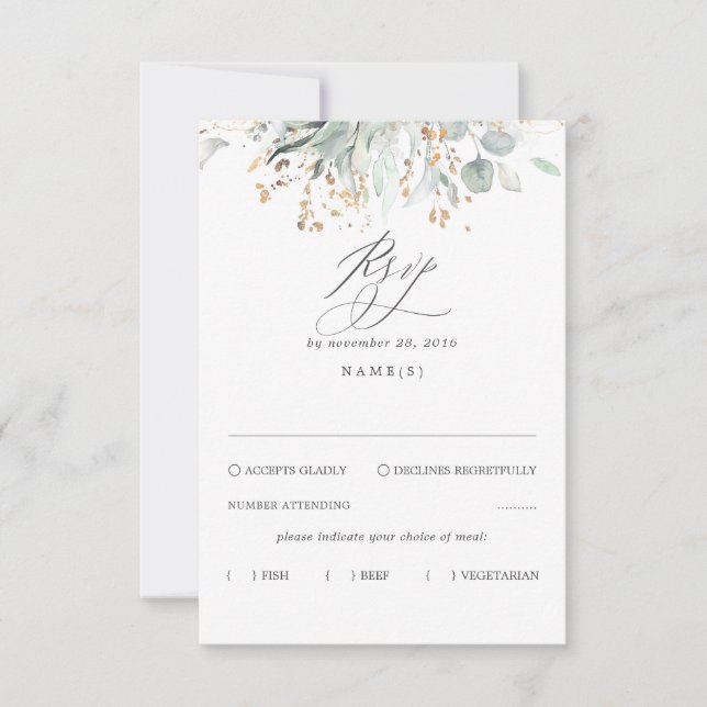 Greenery Bohemisch Wedding RSVP Karte (Vorderseite)