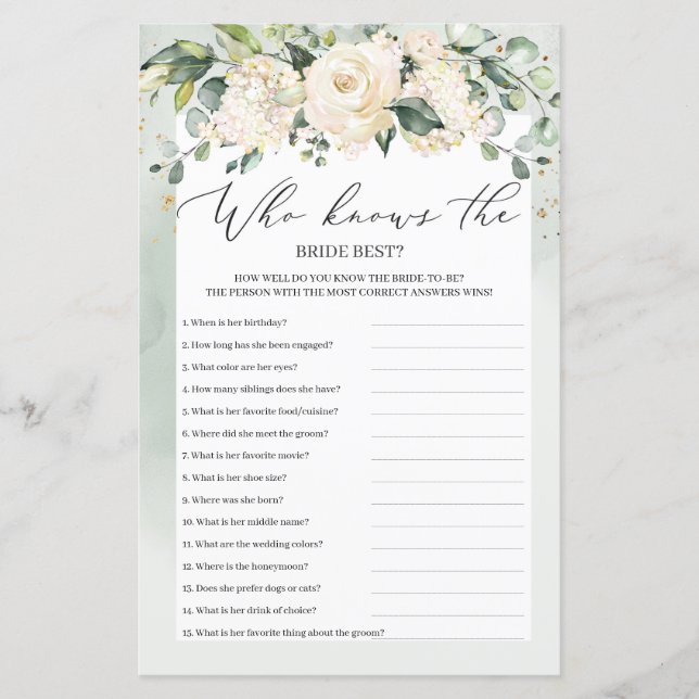 Greenery Boho, der das beste Spiel der Braut kennt (Vorderseite)