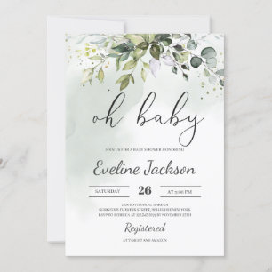 Greenery Boho Oh Baby Dusche Einladung Eucalyptus