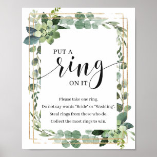 Greenery boho Succulent Setzen Sie einen Ring auf Poster