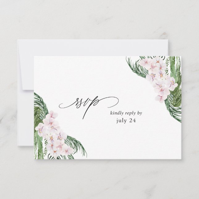 Greenery Boho Tropical Floral w Meal RSVP Card (Vorderseite)