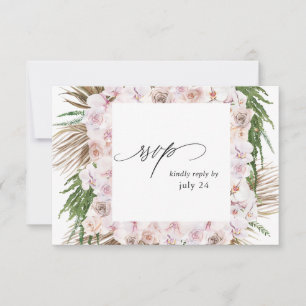 Greenery Boho Tropical Floral w Meal RSVP Karte 2