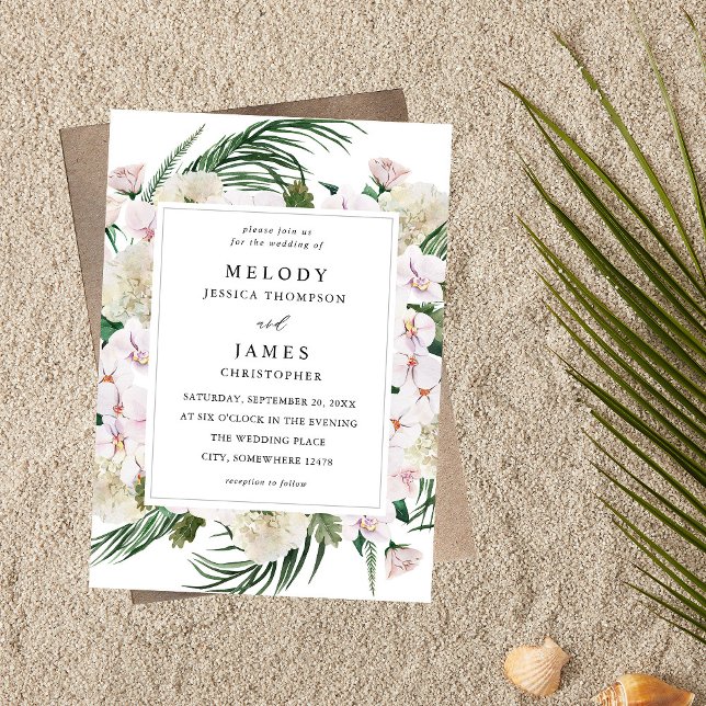 Greenery Boho Tropical Floral Wedding Einladung (Von Creator hochgeladen)