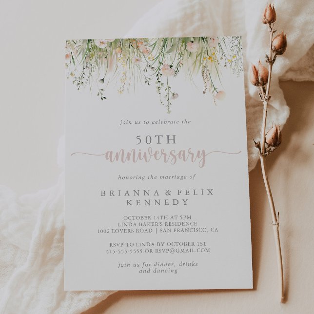Greenery Boho Wildblume 50. Hochzeitstag Einladung (Von Creator hochgeladen)