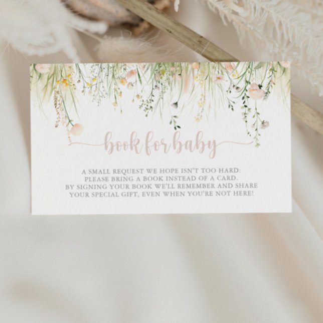 Greenery Boho Wildblume Babydusche Buchanfrage Begleitkarte (Von Creator hochgeladen)