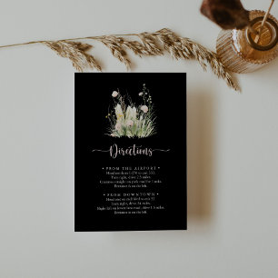 Greenery Boho Wildblume Black Wedding Route Begleitkarte