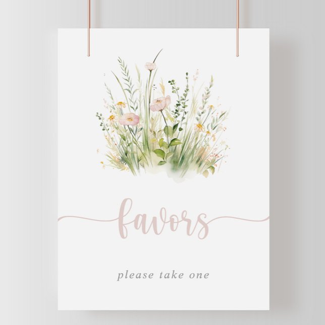 Greenery Boho Wildblume Favors Sign Poster (Von Creator hochgeladen)