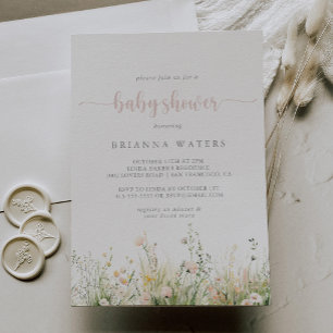 Greenery Boho Wildblume Kinderdusche Einladung