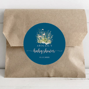 Greenery Boho Wildblume Navy Baby Duwer Gefallen Runder Aufkleber