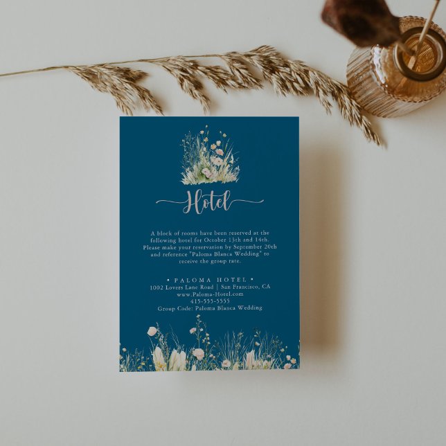 Greenery Boho Wildblume Navy Hotel Enclosure Card Begleitkarte (Von Creator hochgeladen)