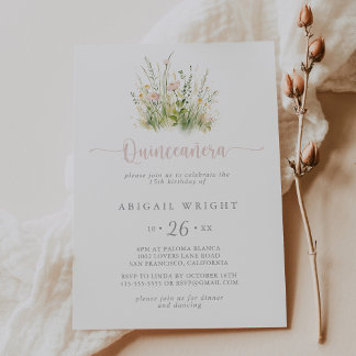 Greenery Boho Wildblume Quinceañera Einladung