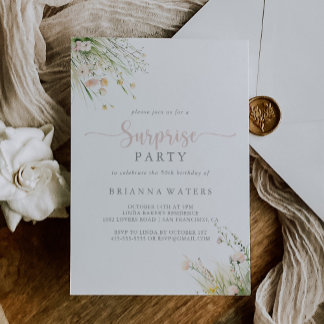 Greenery Boho Wildblume Überraschung Party Einladu Einladung