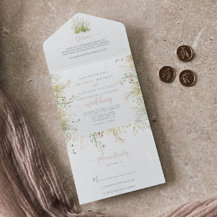 Greenery Boho Wildblume Wedding All In One Einladung