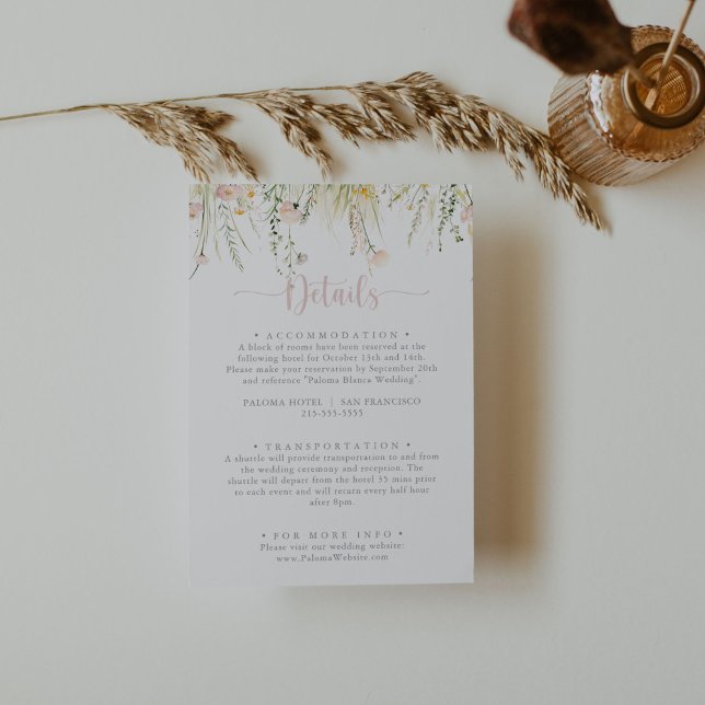 Greenery Boho Wildblume Wedding Details Begleitkarte (Von Creator hochgeladen)