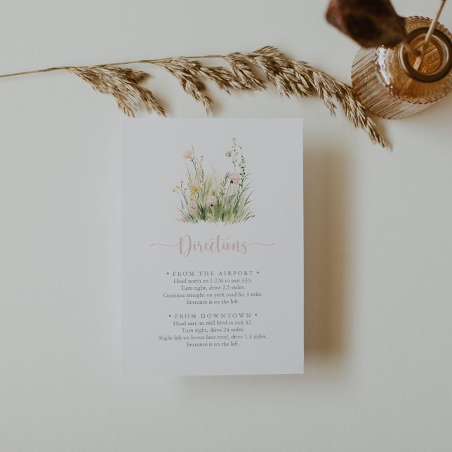 Greenery Boho Wildblume Wedding Directions Begleitkarte (Von Creator hochgeladen)